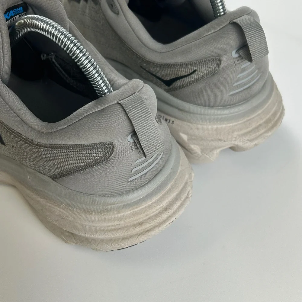 Hoka Mens 9 Bondi 8 Mens Running Athletic Outdoor Shoes Grey Harbor Mist Wide 4E